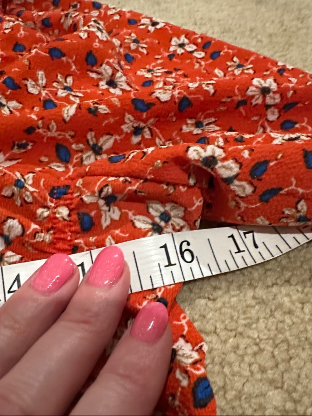 gimmicks by BKE Orange Floral Ruched Square-Neck Blouse - Picture 7 of 8